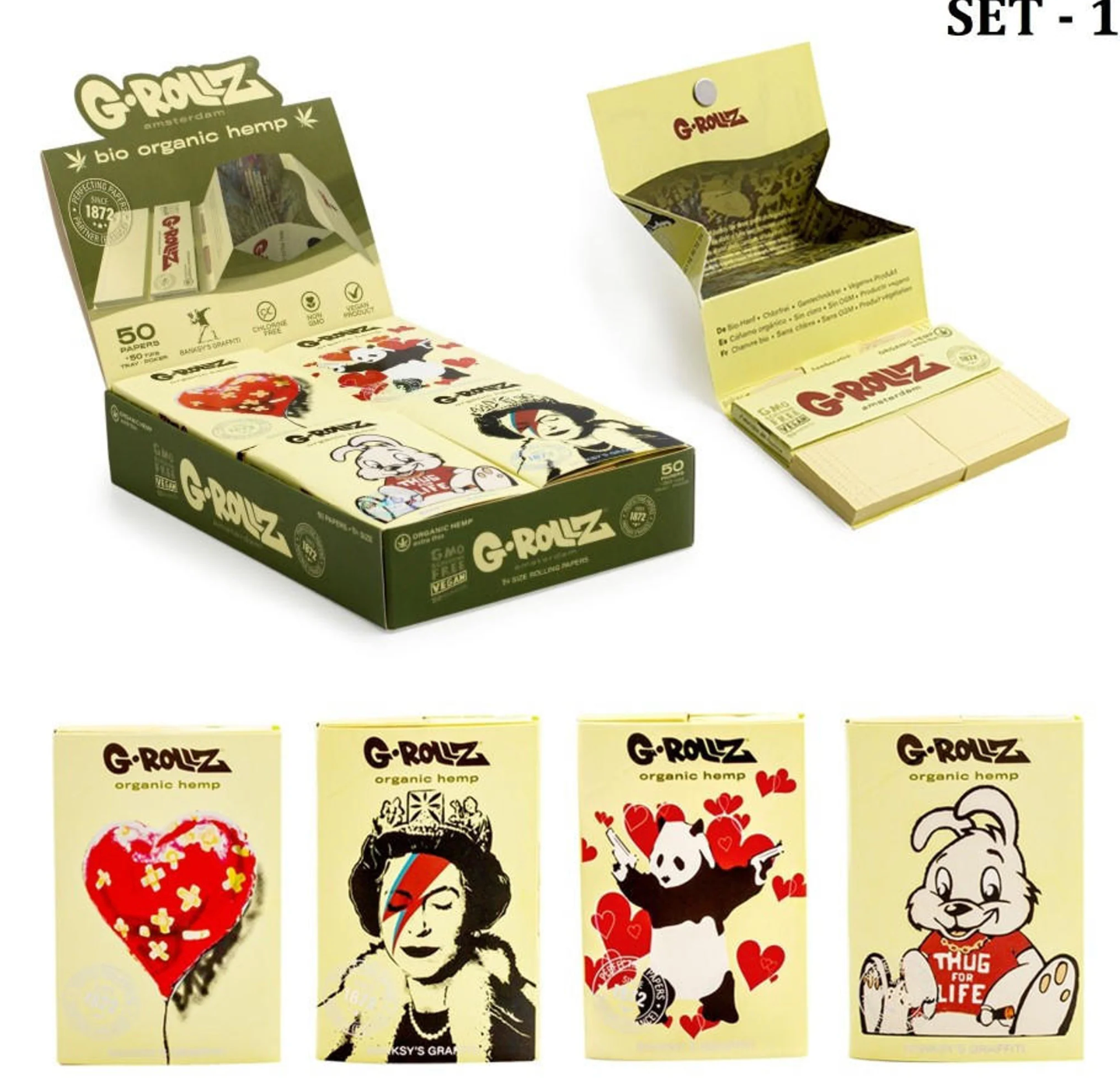 G-ROLLZ CARTERA / 1 1/4 / PAPELES + FILTROS + TRAY POCKER 1 1/4