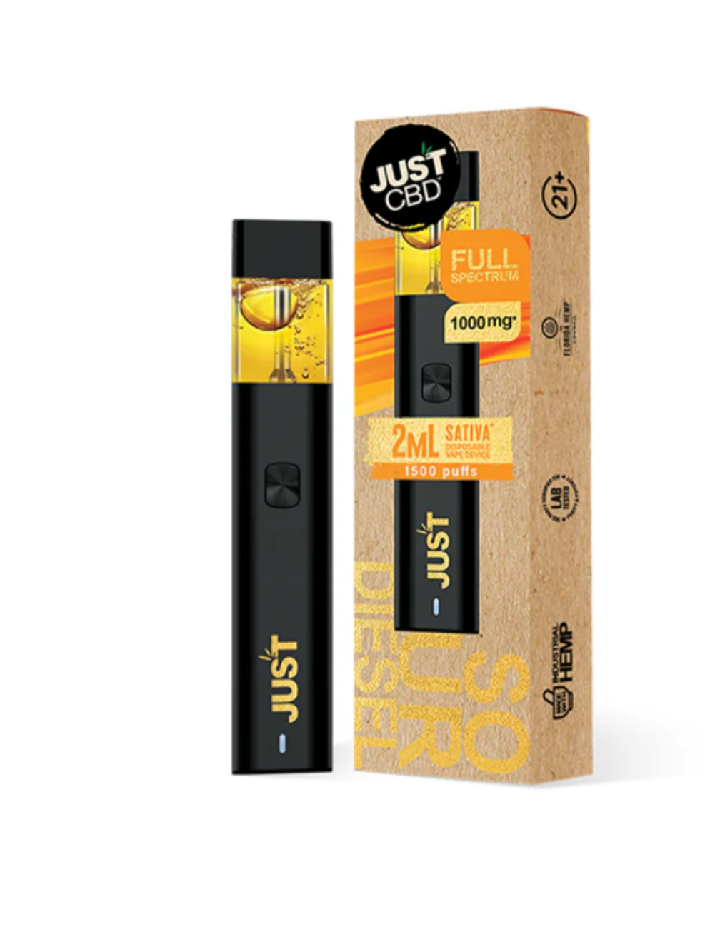JUST CBD VAPE DESECHABLE 2ML. 1500 PUFF