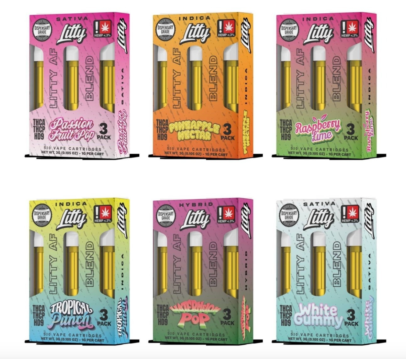 LITTY AF BLEND / 3 PACK CARTUCHOS DE 1G