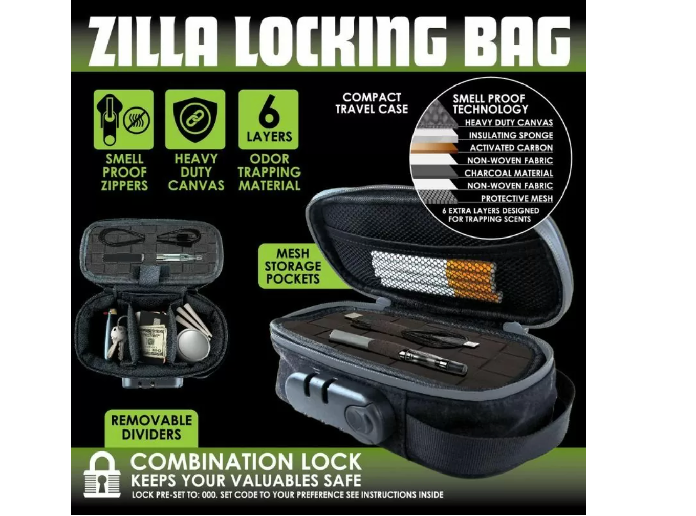 ESTUCHE ANTI OLOR SMOKEZILLA CON CERRADURA