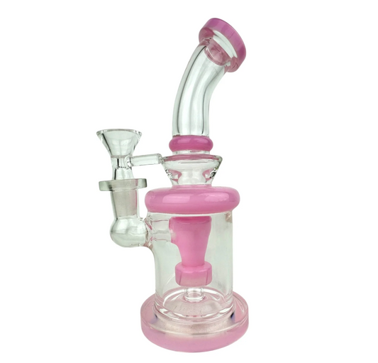 MINI BONG CILÍNDRICO 18CM / CUELLO INCLINADO / ROSA